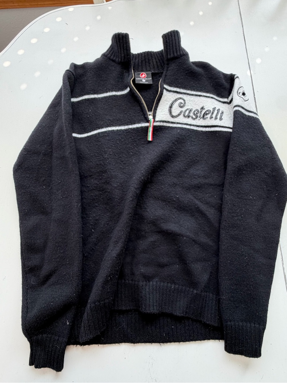 Vintage Castelli Italian Black Quarter-Zip Sweater